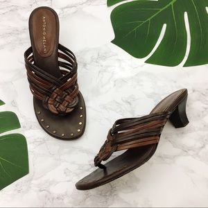 2 for $11 Antonio Melani brown leather sandals size 5.5M